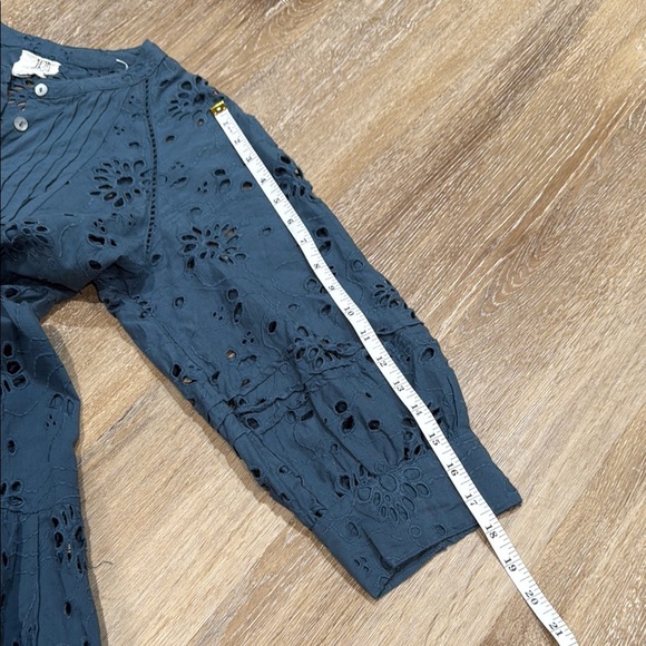 Anthropologie dRA Size M Blue Tiered Midi Sundress with Bishop 3/4 Sleeves - Picture 6 of 9